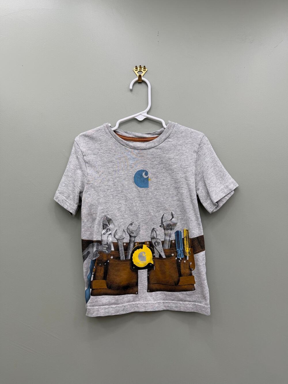 Carhartt Kids Tool Belt Graphic T-Shirt Gray 100% Cotton Size 4